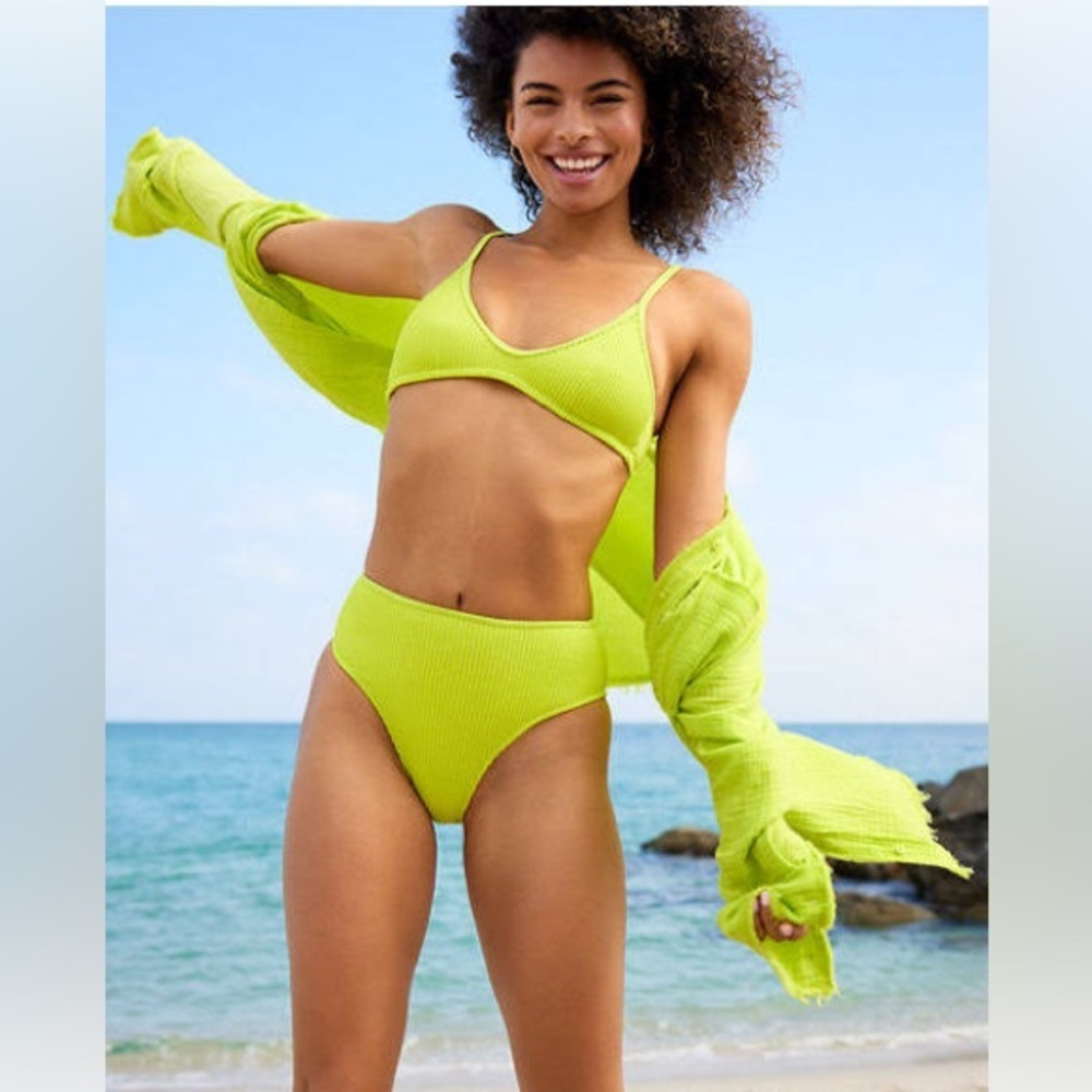 New Vicious Young Babes neon ribbed high waisted bikini swim bottoms